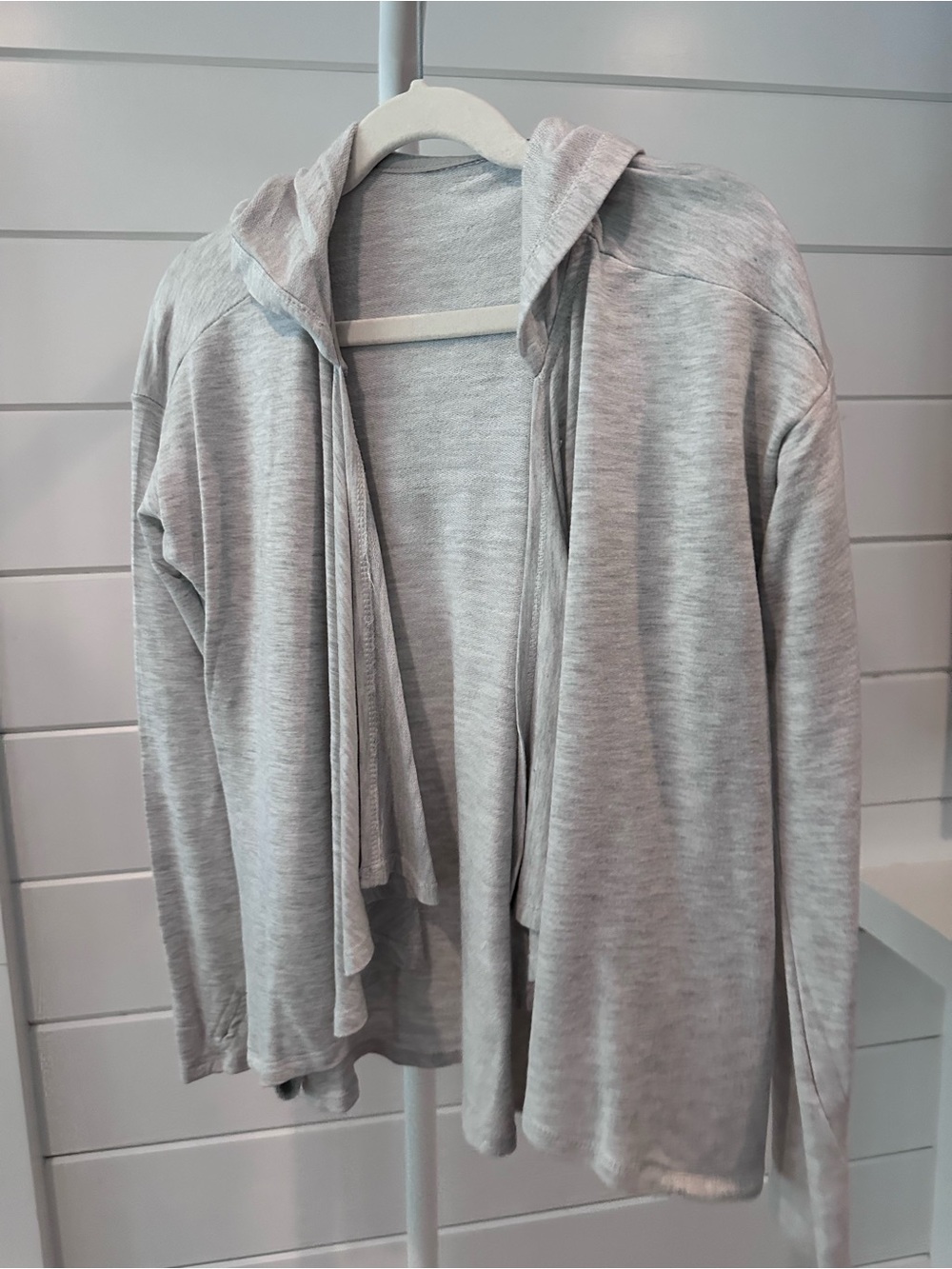 Light Gray Hooded Open Cardigan